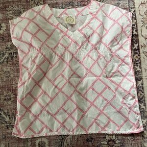 Pink and White Geometric beach cover up